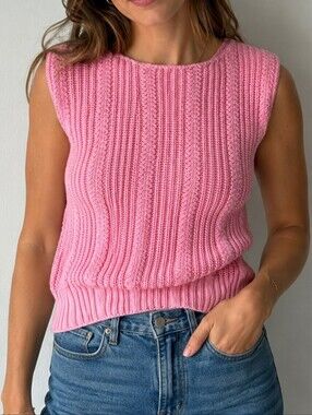 E.H Woods Women's‎ Vintage Sleeveless Knit Sweater Womens Small Medium Pink